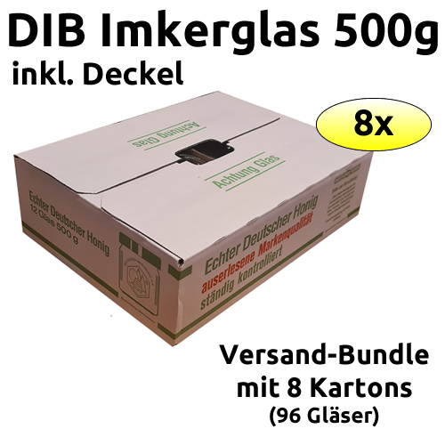 DIB Imkerbund Glas 500g mit Deckel (8 Karton Bundle)